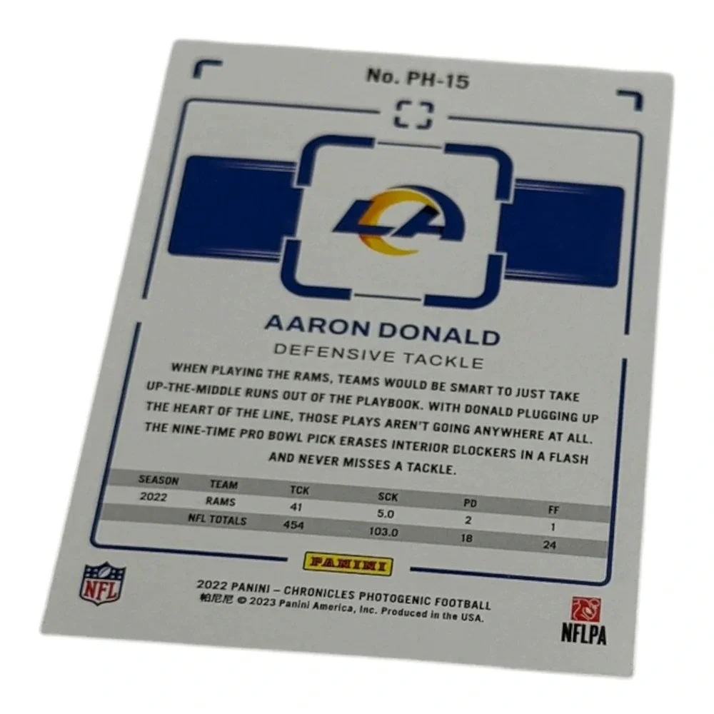 2022 Panini Chronicles Photogenic‎ Aaron Donald #PH-15 Los Angeles Rams NFL Card